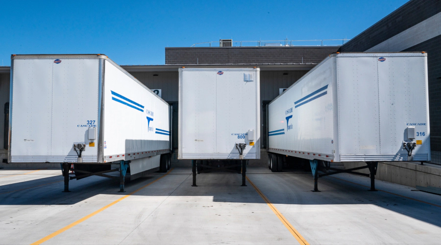 three white trailers